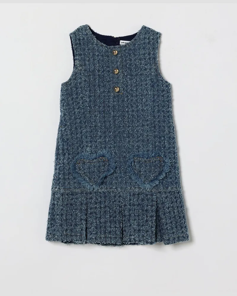 Self-Portrait Bouclé-Kleid Blau