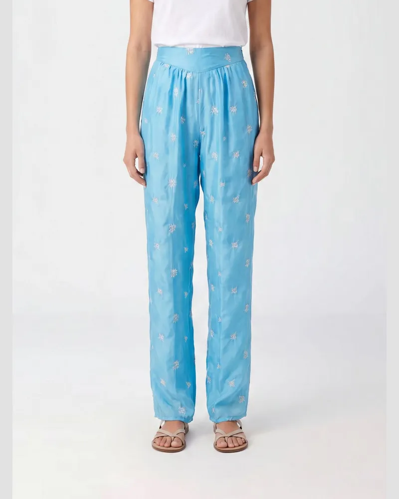 forte_forte Hose damen Hellblau