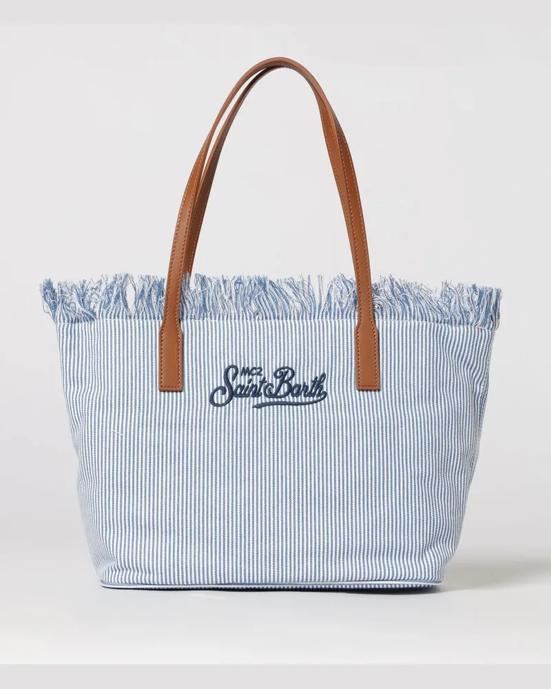MC2 Saint Barth Baumwolltasche mit gesticktem Logo Hellblau