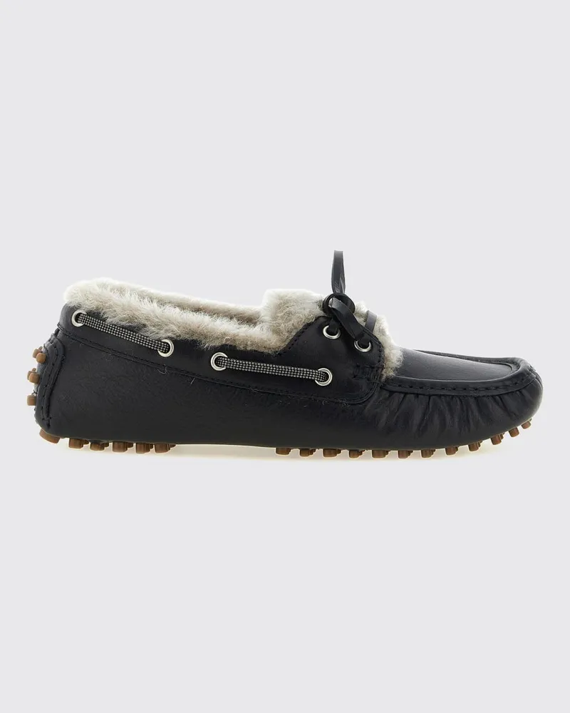 Brunello Cucinelli Driver-Loafer aus Kalbsleder mit Monili-Detail Schwarz