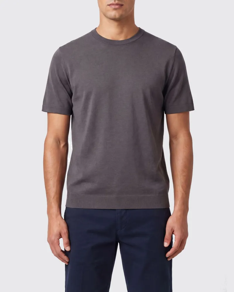 Altea Kurzärmeliges T-Shirt mit Rundhalsausschnitt aus Baumwolljersey Braun