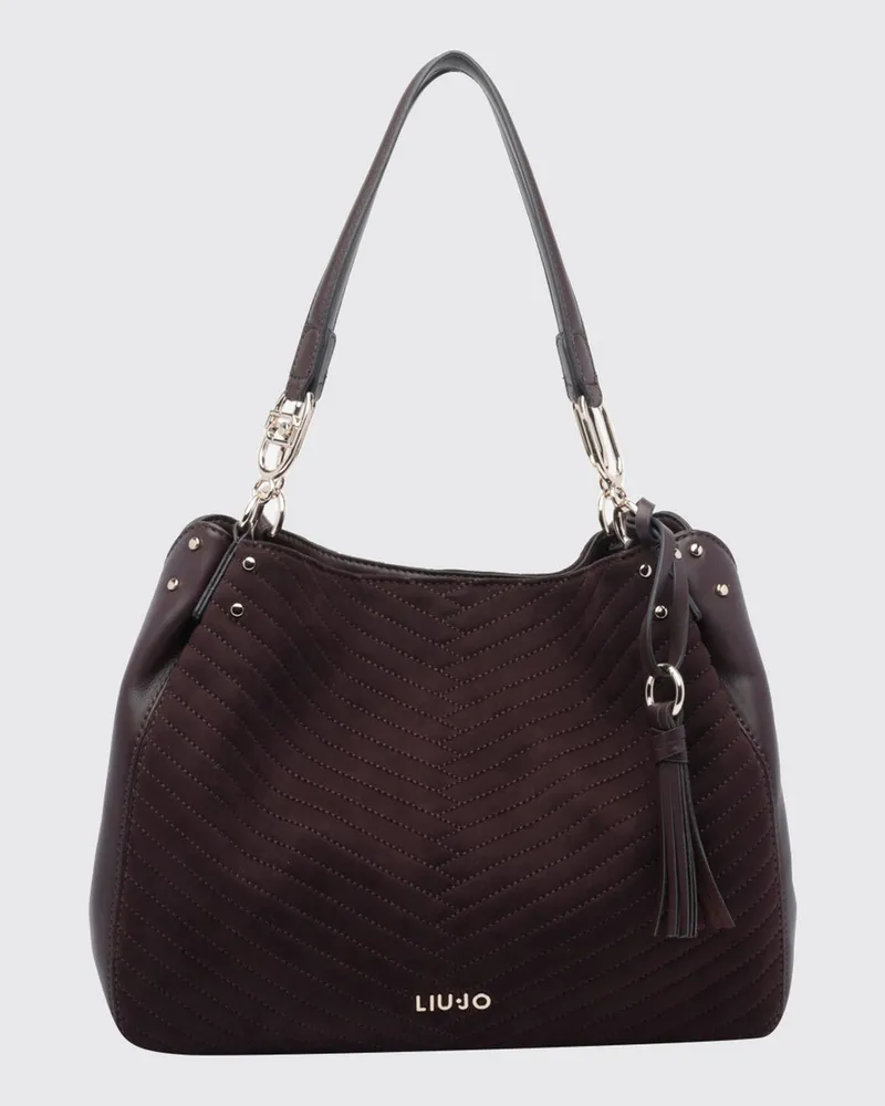 Liu Jo Schultertasche aus Velours-Kunstleder mit Chevron-Muster und Quasten Rot