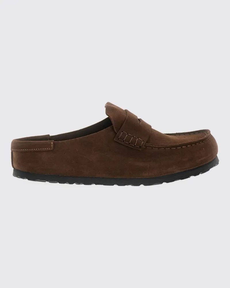 Birkenstock Naples Mules aus Veloursleder mit runder Zehenkappe Braun