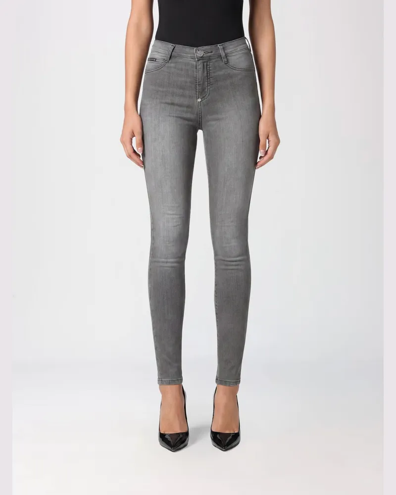 Philipp Plein High-Waist Skinny-Jeans aus Stretch-Denim Grau