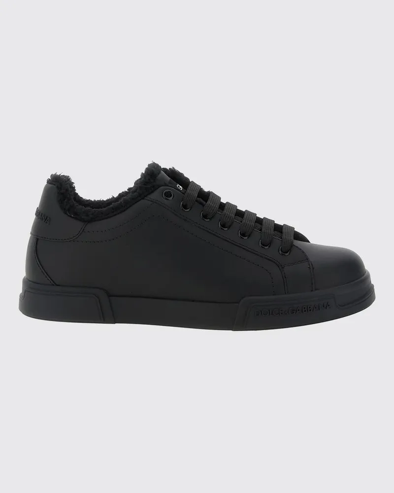Dolce & Gabbana DOLCE  GABBANA Portofino-Sneakers von Dolce & Gabbana aus Kalbsleder mit Shearling-Futter Schwarz