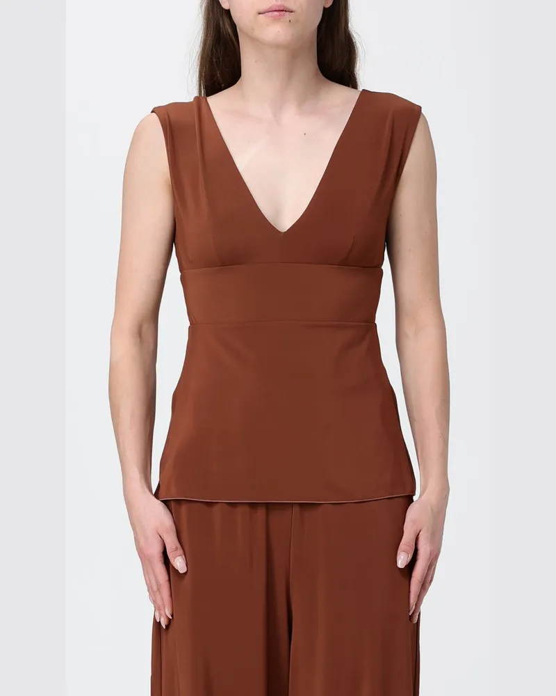 Max Mara Ärmelloses V-Ausschnitt-Top Oblare aus Stretch-Viskose Braun