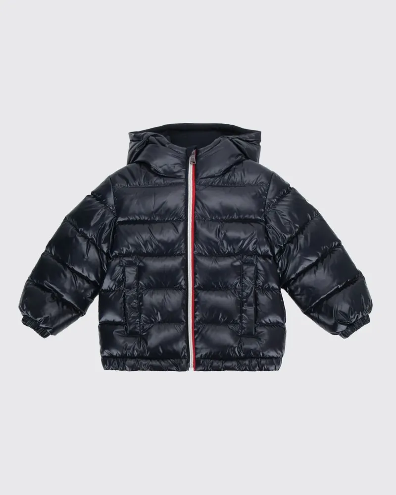 Moncler Daunenjacke New Aubert aus Laqué-Nylon mit Kontrastbesätzen für Jungen Blau