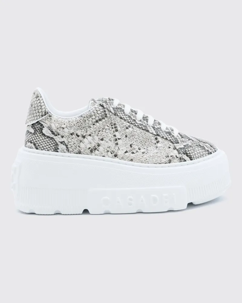 Casadei Nexus Plateau-Sneaker aus Leder mit Python-Print Grau