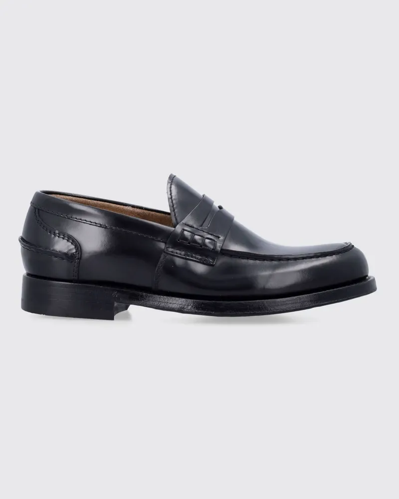 Green George Loafer aus gebürstetem Leder mit Riemen und Ledersohle Schwarz