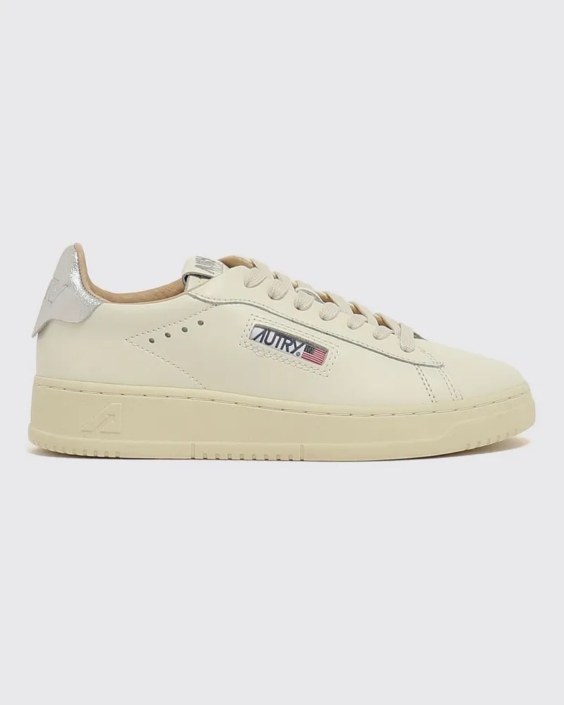 AUTRY Dallas Low zweifarbige Kalbsleder-Sneaker mit gepolstertem Low-Top-Knöchel Silber