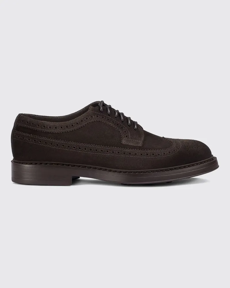 Doucal´s Wildleder-Derby-Schuhe mit Schwalbenschwanz-Brogue-Muster Earth