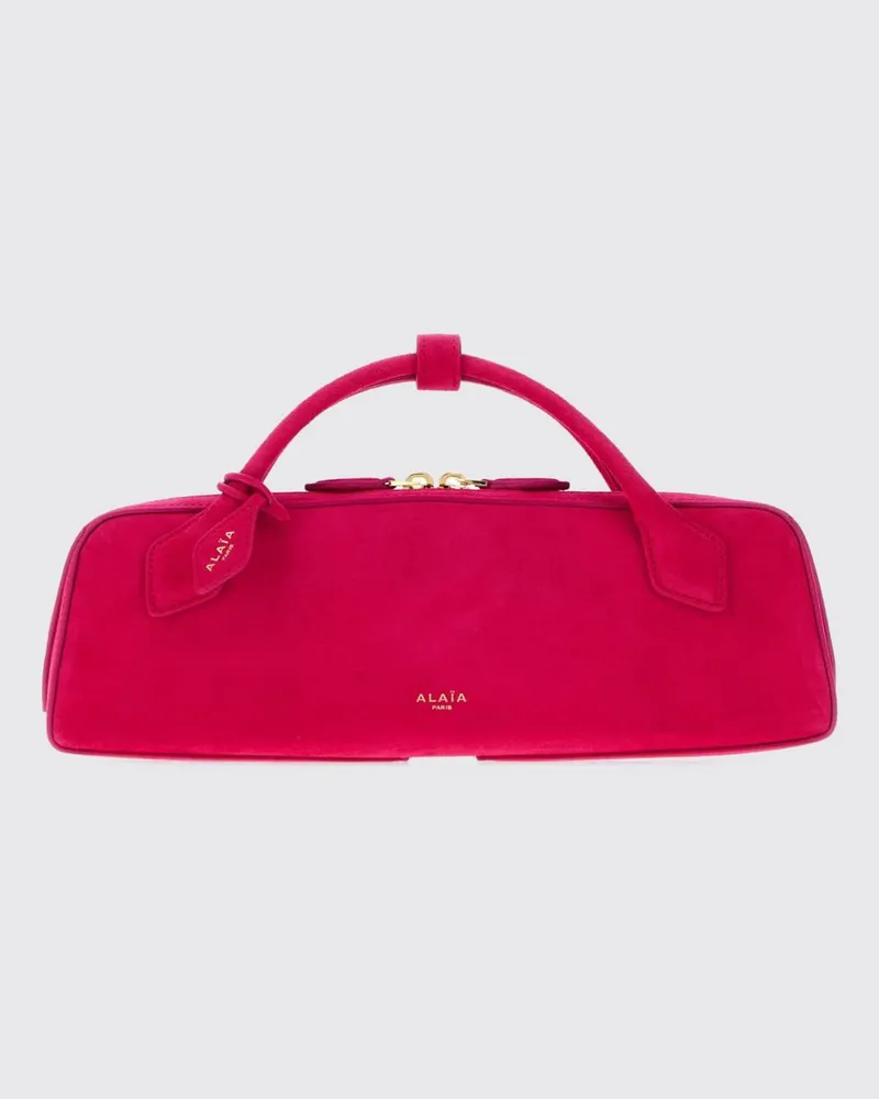 Alaïa Le Teckel Handtasche aus Wildleder-Schafsfell mit Logo-Anhänger Ruby