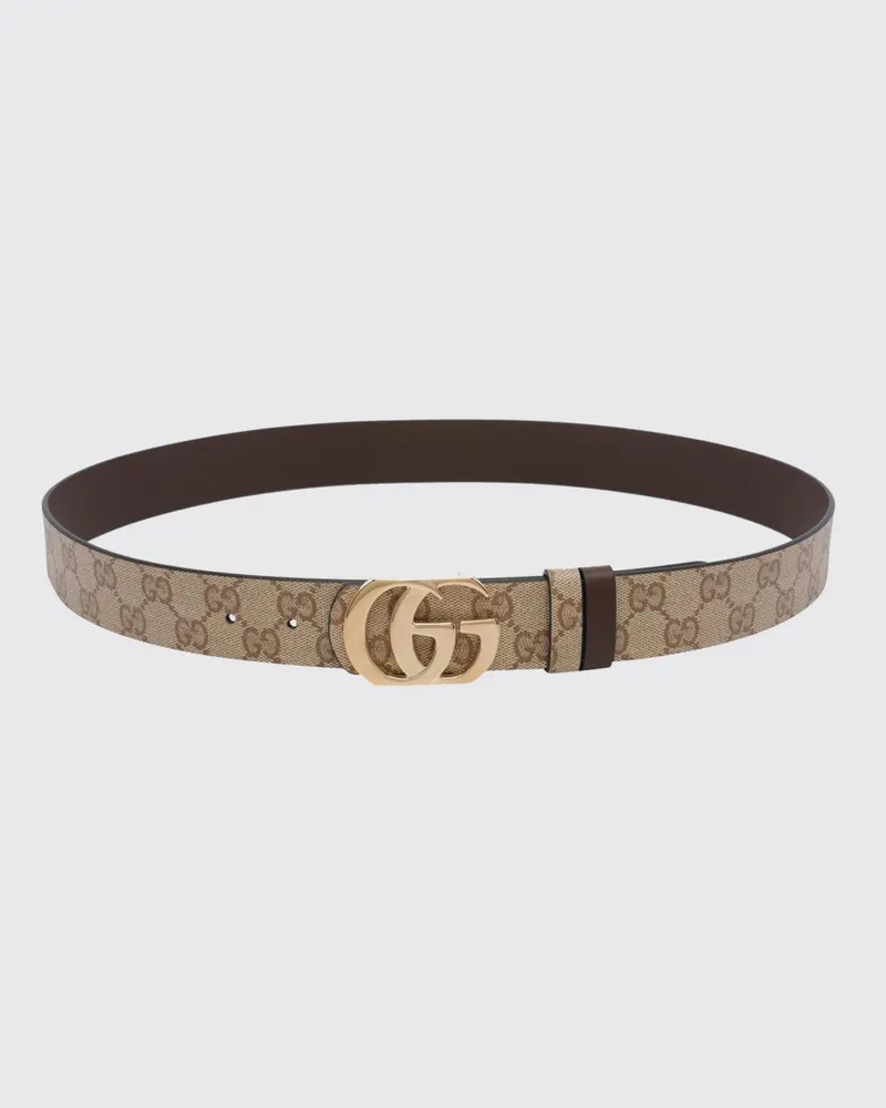 Gucci Wendbarer GG Marmont Gürtel von aus Leder und GG Supreme-Stoff Sand