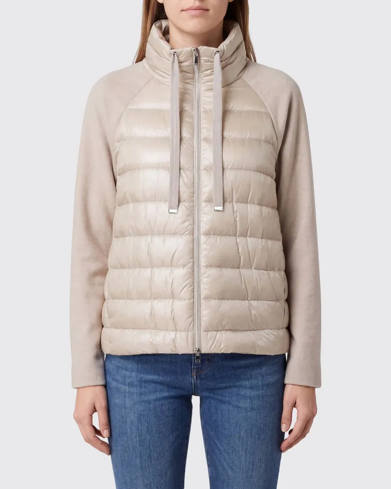 Herno Kurze Stepp-Daunenjacke aus Nylon mit Trichterkragen Taubengrau