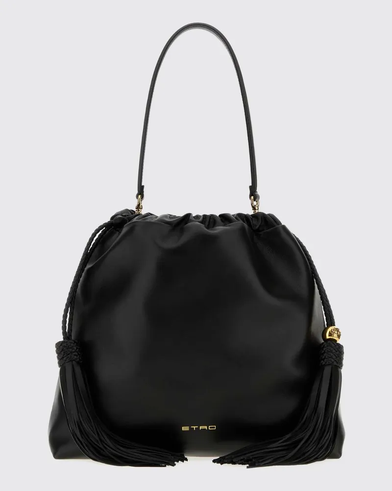 Etro Kalispera Beuteltasche aus Lammleder mit Kordelzug und Quasten Schwarz