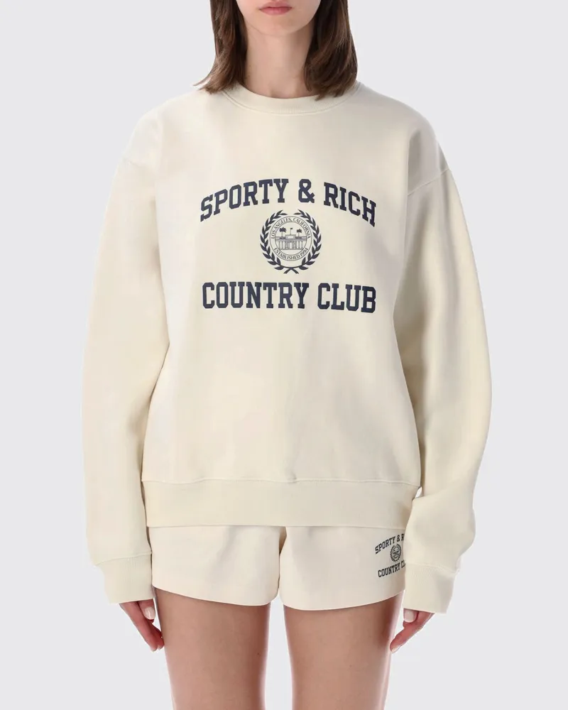 SPORTY & RICH SPORTY  RICH Crewneck-Sweatshirt Sporty & Rich aus Baumwolle mit Kontrast-Logo Weiß