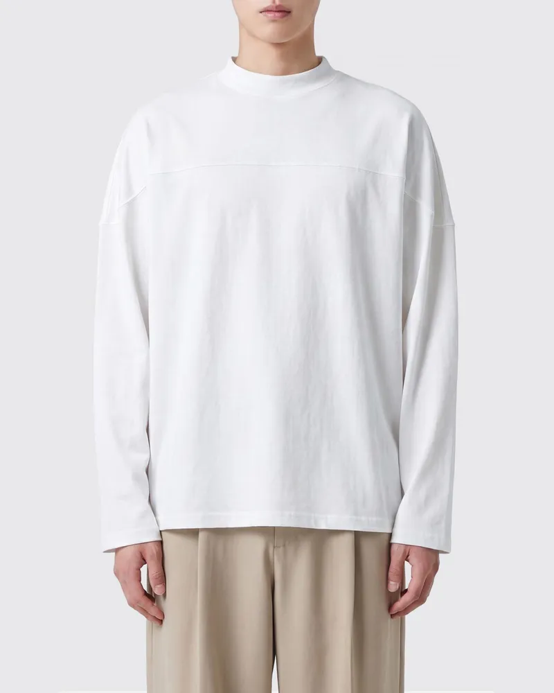 Jacquemus Langärmeliges Baumwoll-T-Shirt in lockerer Passform Weiß