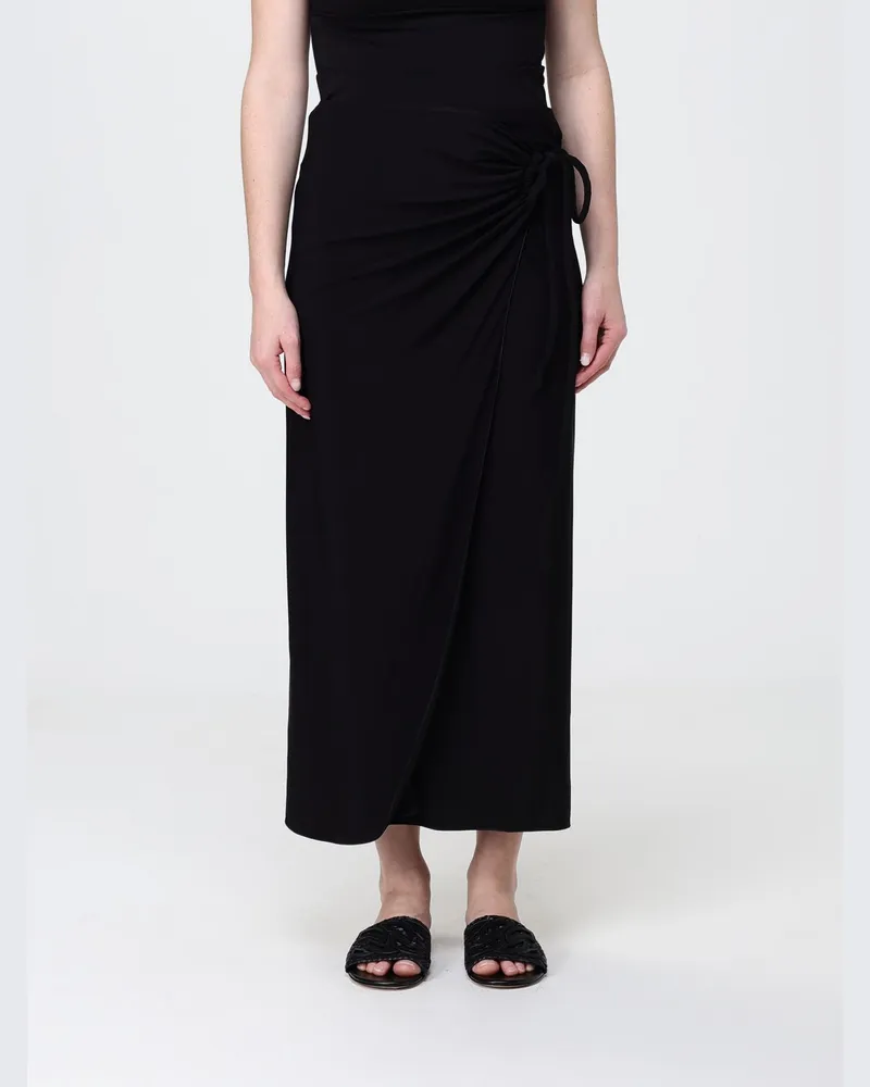Max Mara Wickelrock aus Viskose Schwarz