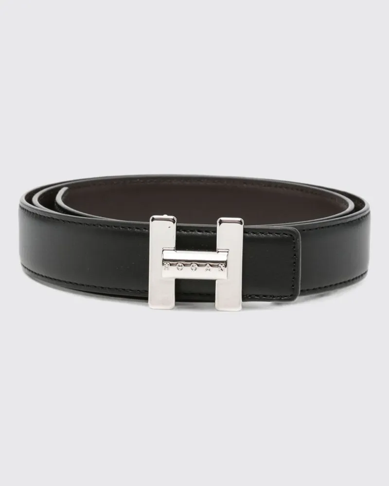 Hogan Gürtel von aus glattem Kalbsleder mit H-Monogramm-Schnalle Schwarz