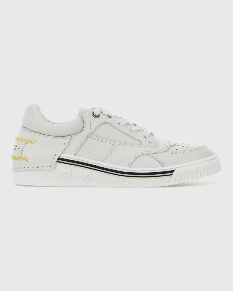 Fendi Fender Low-Top-Sneaker aus Kalbsleder mit perforierter Kappe und Logo Weiß