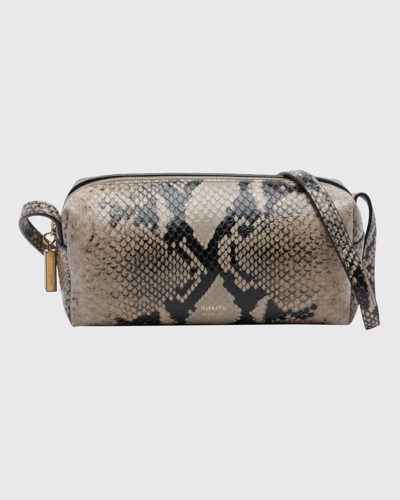 KHAITE Kye Mini-Umhängetasche aus Kalbsleder mit Python-Print Beige