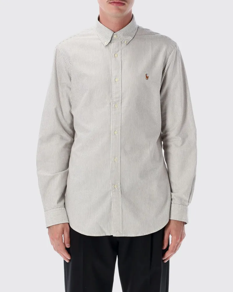 Ralph Lauren Gestreiftes Slim-Fit-Hemd aus Baumwolle mit gesticktem Logo Haselnuss