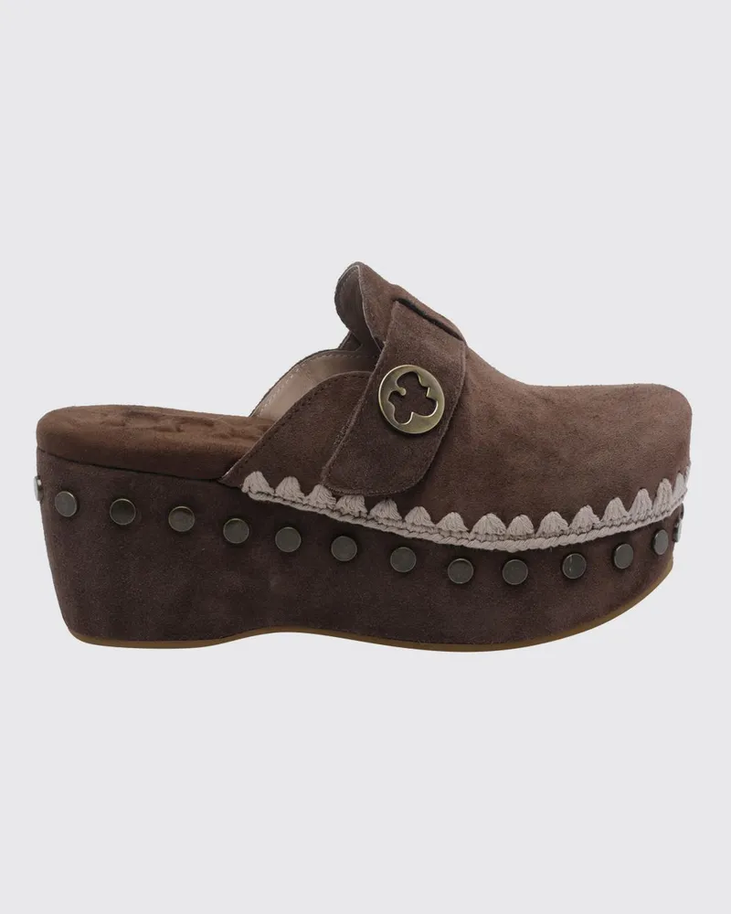 Mou Plain Clogs aus Wildleder mit Nieten Braun