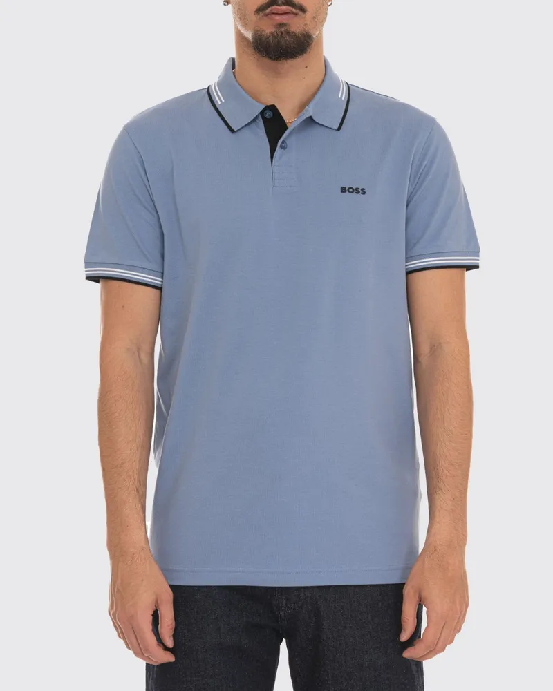 HUGO BOSS Baumwoll-Polo mit Logo Himmelblau