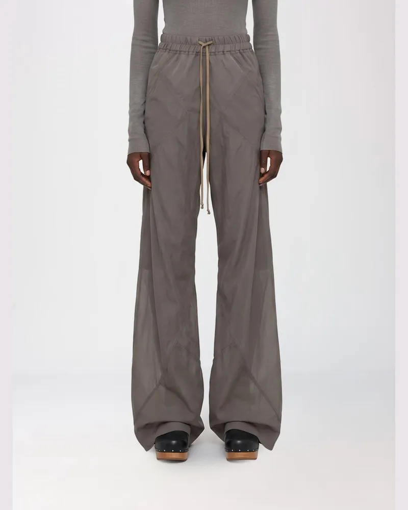 Rick Owens Schlaghose Bias aus Seide mit hohem Bund und Kordelzug Grau