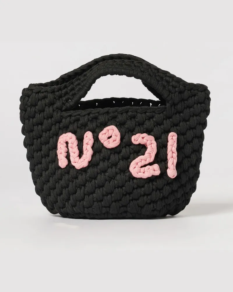 N° 21 Gehäkelte Handtasche mit Logo Schwarz