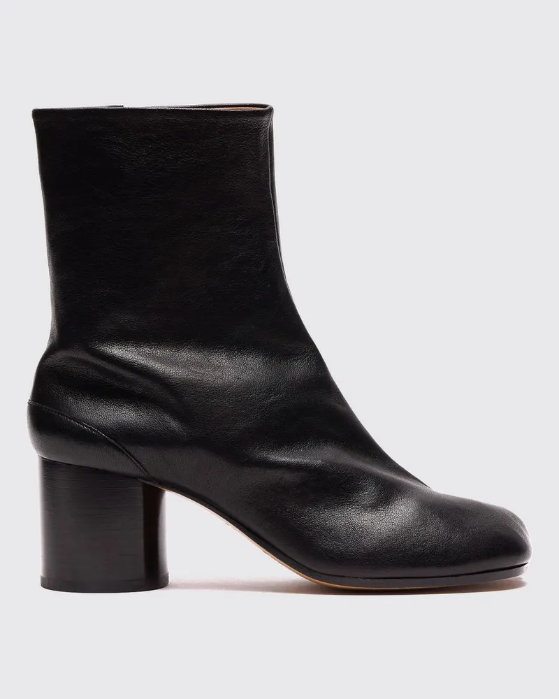 Maison Margiela Tabi-Stiefeletten aus Lammleder mit zylindrischem Absatz Schwarz