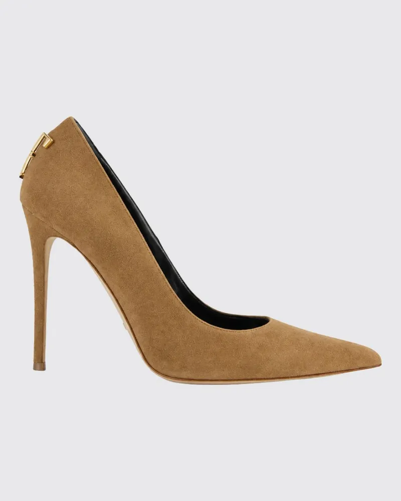 Elisabetta Franchi Pumps aus Veloursleder mit hohem Stilettoabsatz Nude