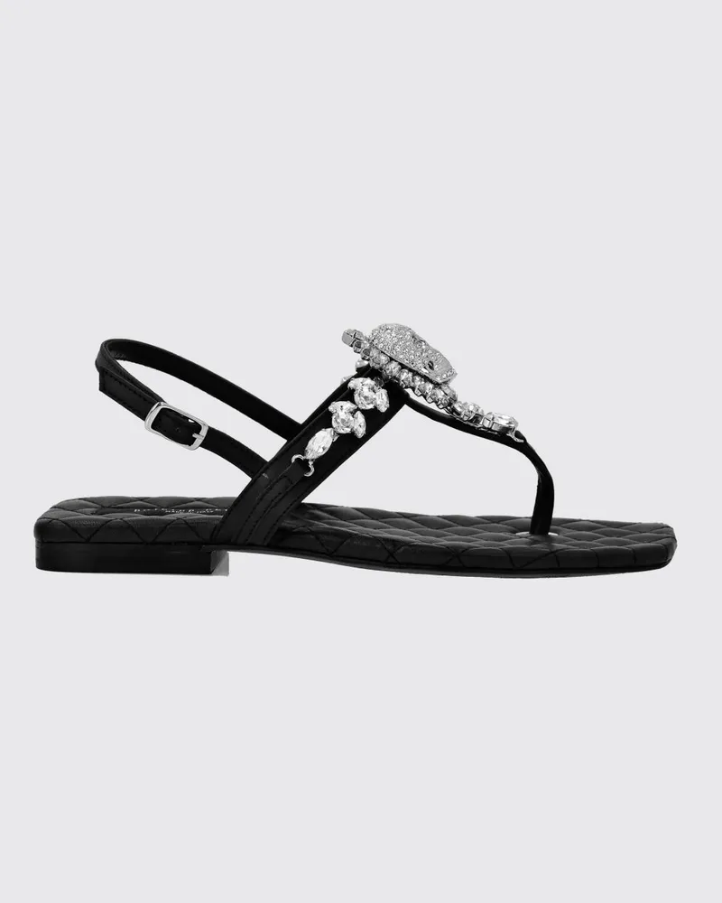 Philipp Plein Zehenstegsandalen aus Leder mit niedrigem Absatz und Kristallen Schwarz