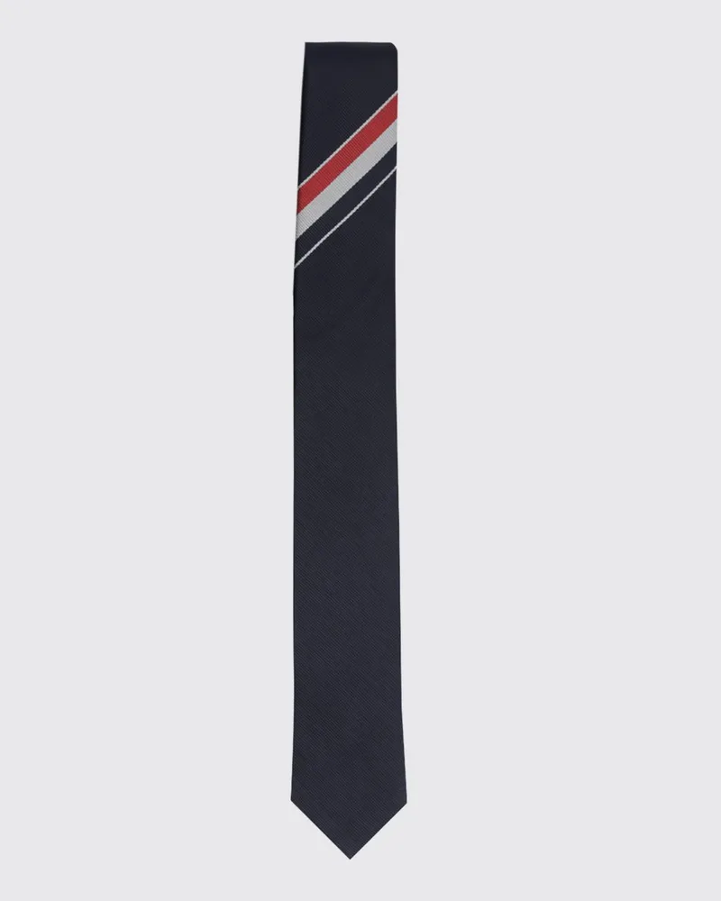 Thom Browne Gestreifte Seidenkrawatte mit ikonischem 4-Bar-Motiv Navy