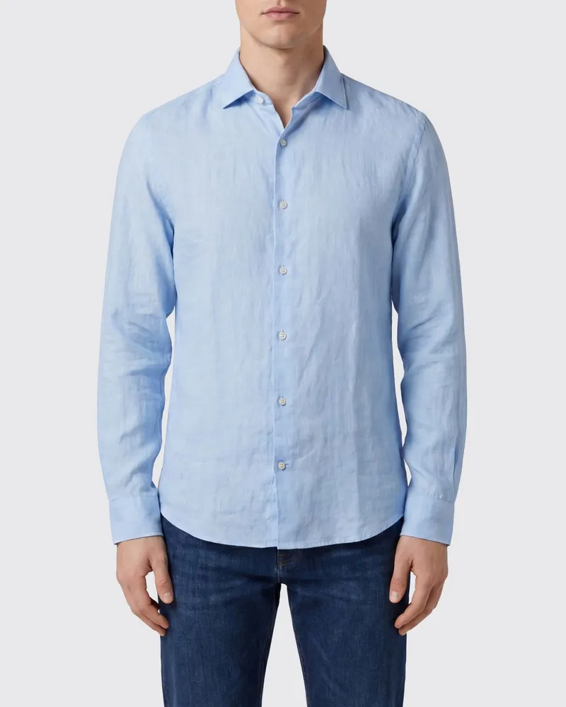 Brooksfield Slim-Fit-Freizeithemd aus reinem Leinen mit französischem Kragen Hellblau