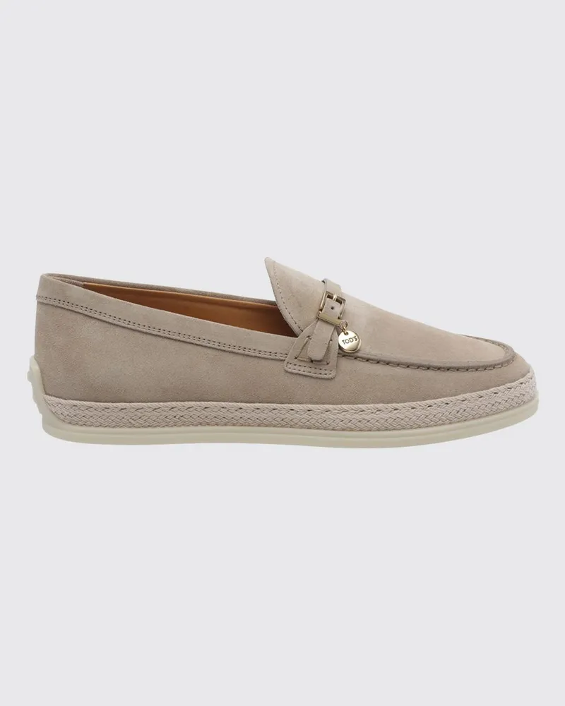 TOD'S Loafer aus Glattleder mit Gumminoppen und graviertem Logo Beige