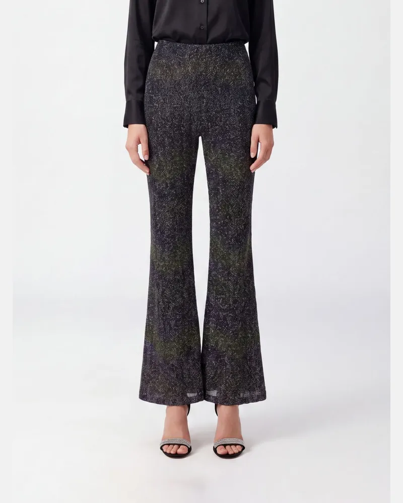 Missoni Ausgestellte Hose mit hohem Bund aus gemustertem Lurex-Jersey Bunt