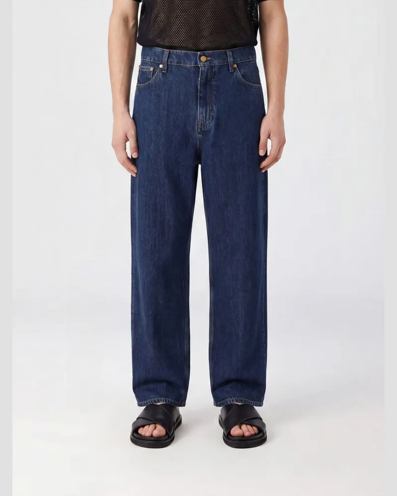 Jil Sander Jeans mit weitem Bein und mittlerer Leibhöhe aus Baumwolldenim Blau