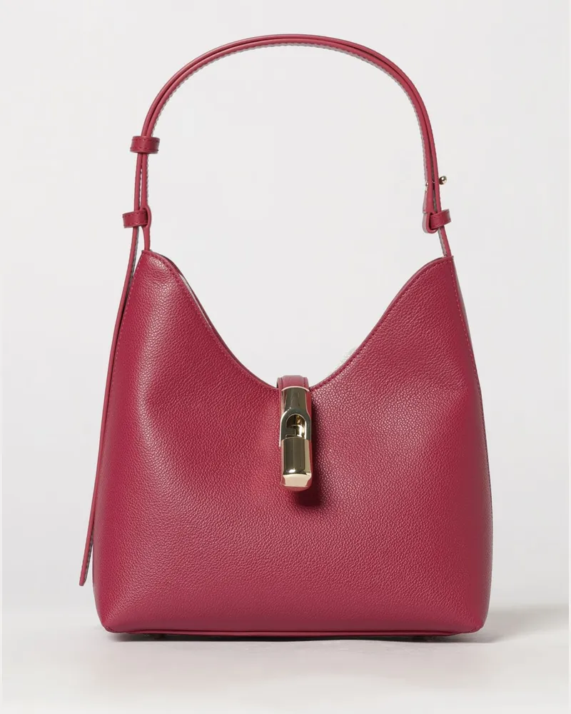 Furla Goccia Schultertasche aus genarbtem Leder mit Schnappverschluss Leder