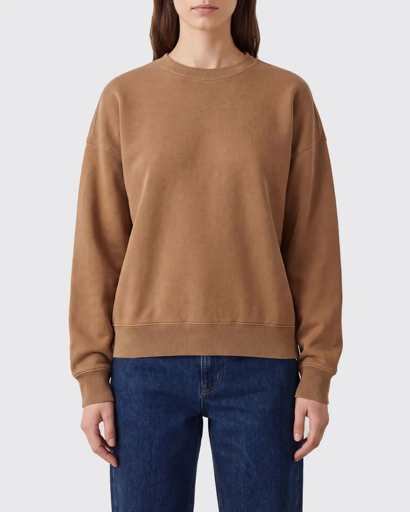 Saint Laurent Crewneck-Sweatshirt von aus zertifizierter Baumwolle mit überschnittenen Schultern Braun
