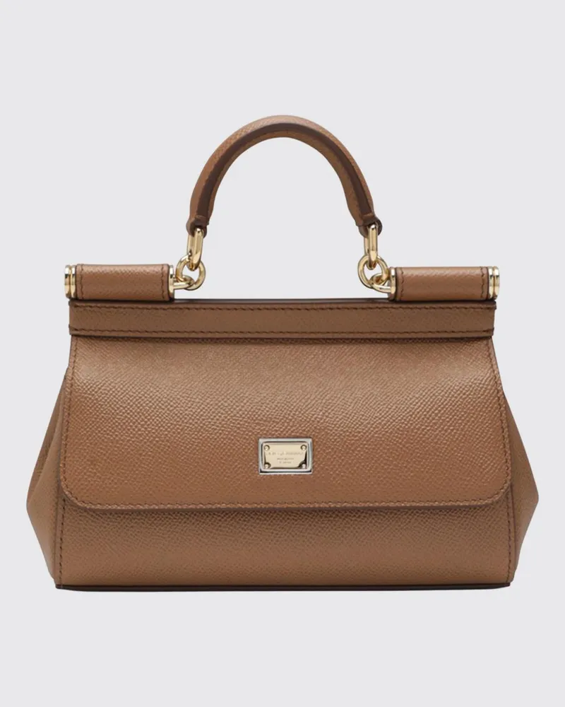 Dolce & Gabbana DOLCE  GABBANA Sicily Mini-Handtasche Dolce & Gabbana aus genarbtem Kalbsleder Braun