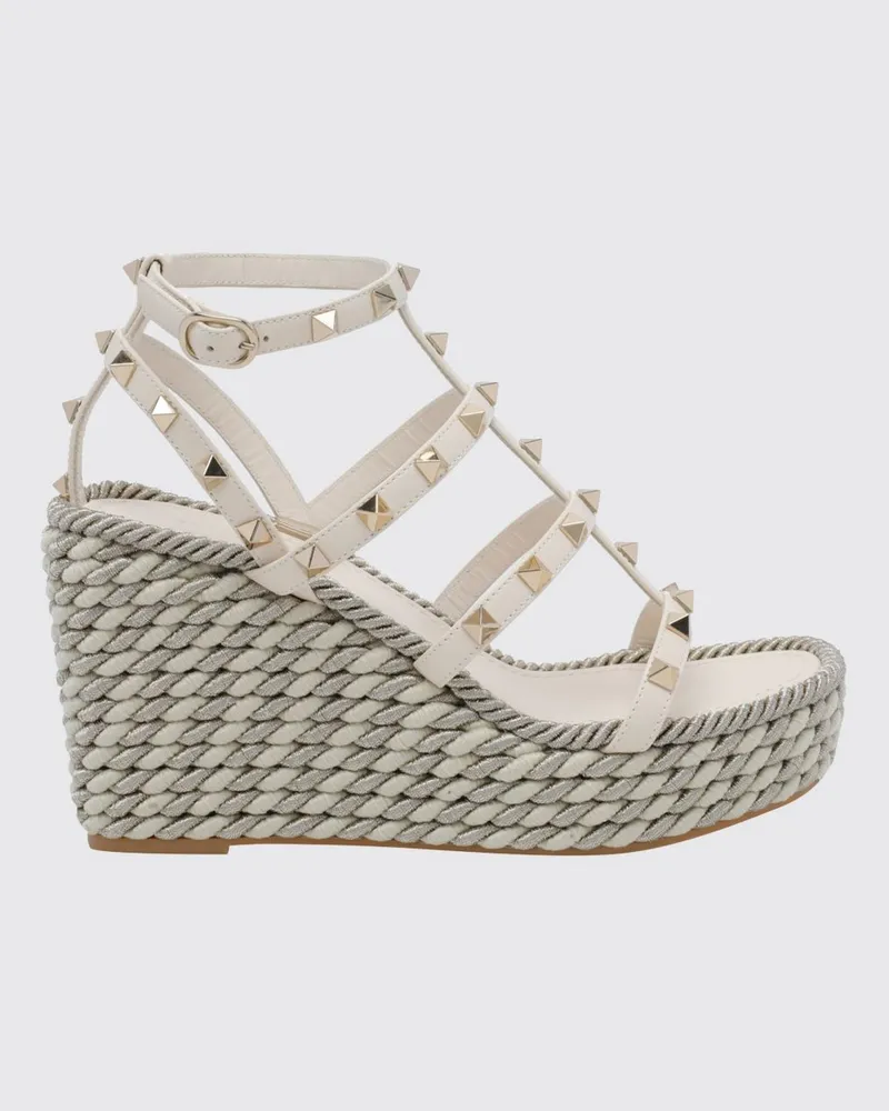 Valentino Garavani Rockstud Keilsandalen aus Leder mit Nieten Weiß