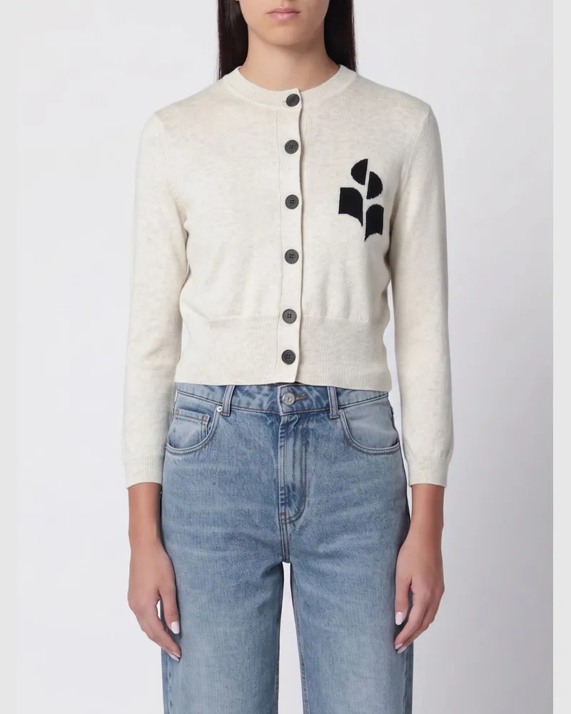 Étoile Isabel Marant Cardigan aus Baumwoll-Woll-Mischung mit Flock-Logo Grau