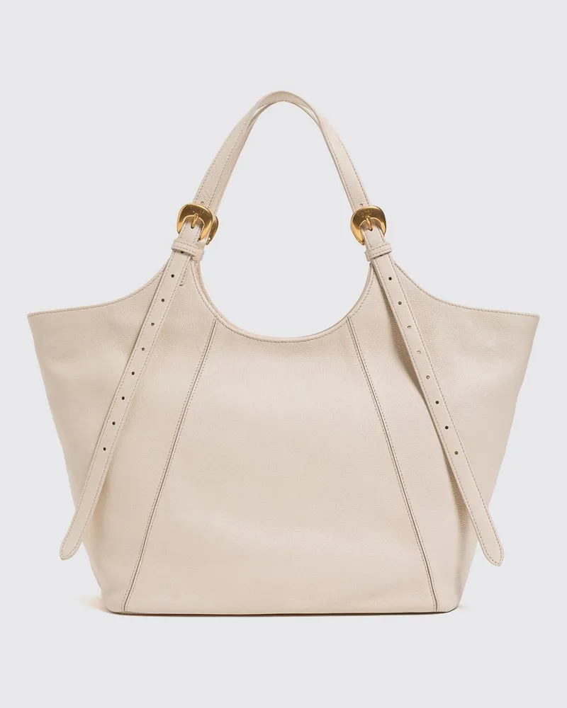Twin-Set Ausgestellte Schultertasche aus genarbtem Leder mit doppeltem verstellbarem Griff Yellow