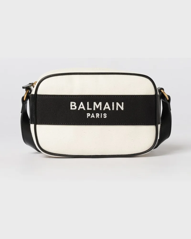 Balmain Umhängetasche aus Baumwollcanvas Weiß
