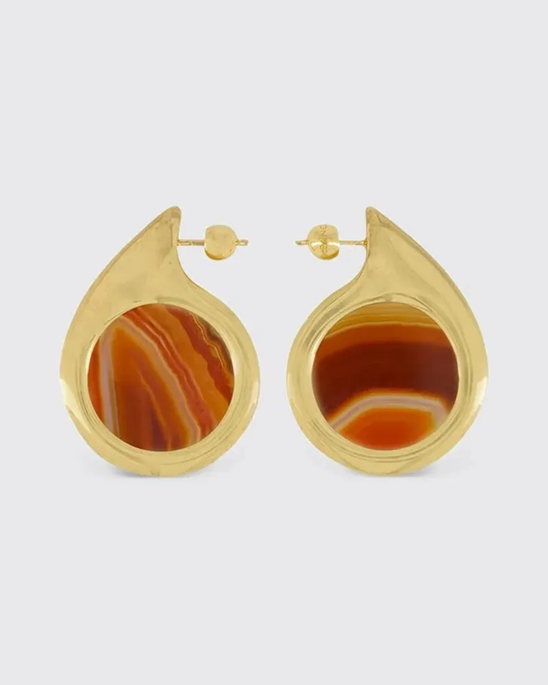 PANCONESI Ohrringe aus 18 Karat vergoldetem Messing und Achat Rot