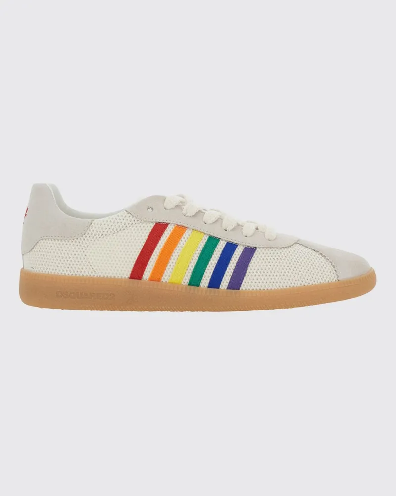 Dsquared2 Low-Top-Sneaker aus Leder und Mesh mit bunten Streifen Bunt