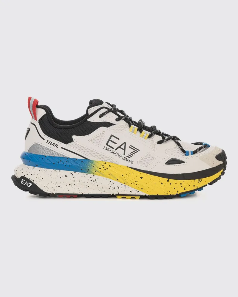 EA7 Mesh- und Gummi-Sneakers Weiss