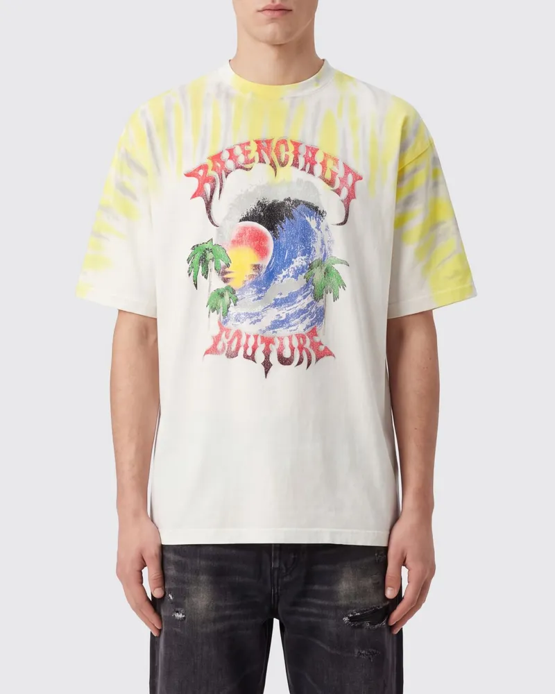 Balenciaga Baumwoll-T-Shirt mit Grafik-Print und überschnittenen Schultern Weiß