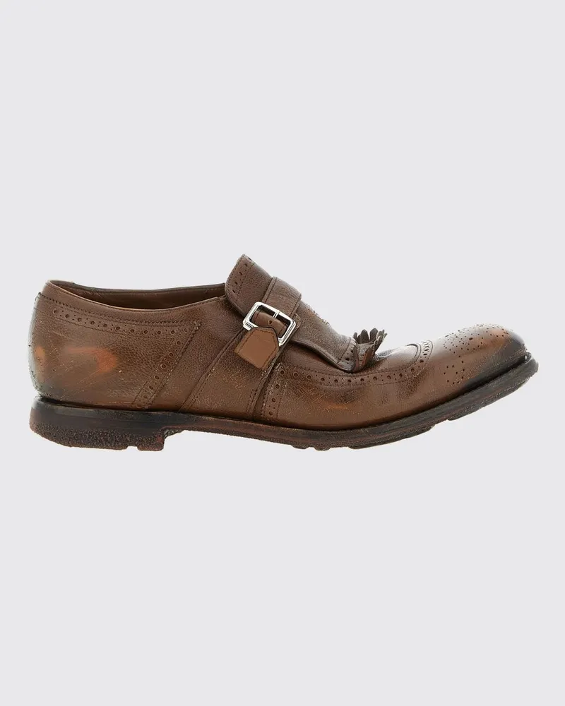 Church's Shangai Vintage-Leder-Monk-Strap-Schuhe mit Fransen Braun